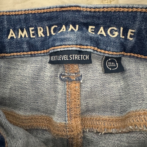 American Eagle Super High Rise Flare Jeans Women’s 12 Blue Next Level Stretch - Picture 7 of 9